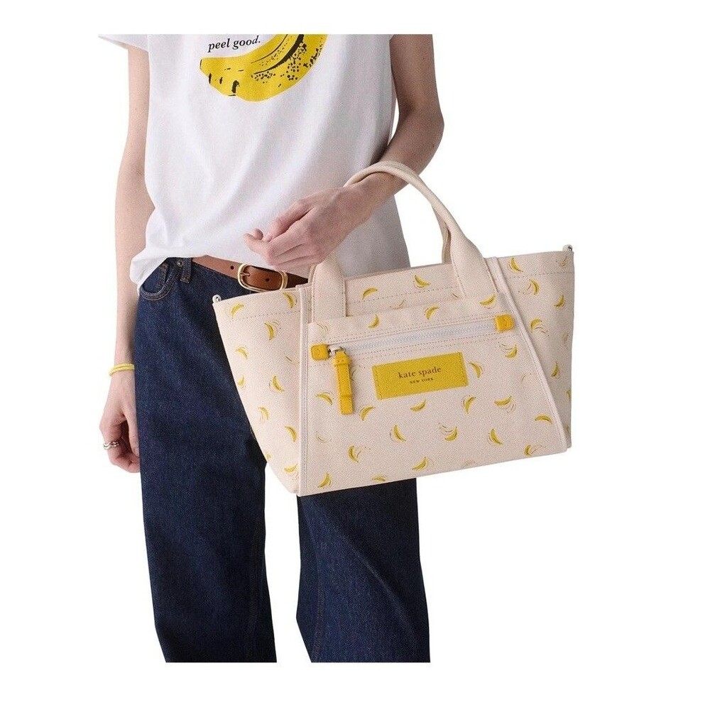 Kate Spade Dash Banana Medium Large Tote Bag Canvas Crossbody NWT